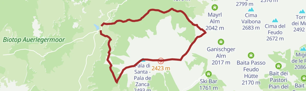 Route map: Pala di Santa: a tour between Lavazè and Pampeago